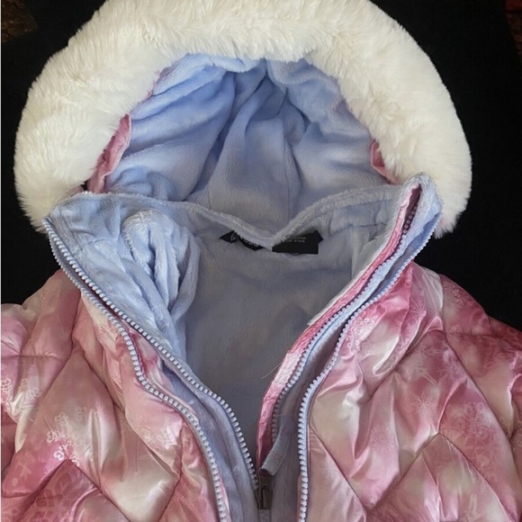 Pink and White Winter Jacket with Hat - Picture 4 of 4